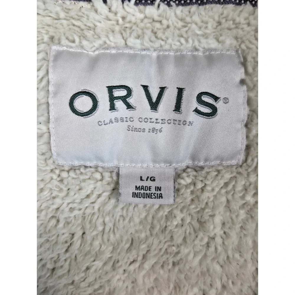 Orvis Quarter Zip Pullover Mens L Grey Sherpa Lined Textured Knit Sweater